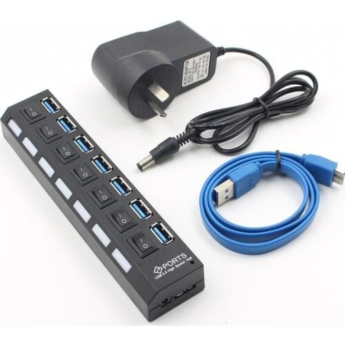 USB HUB 3.0 4/7 Ports Micro USB 3.0 HUB Splitter With Power Adapter USB Hab High Speed 5Gbps USB Splitter 3 HUB For PC