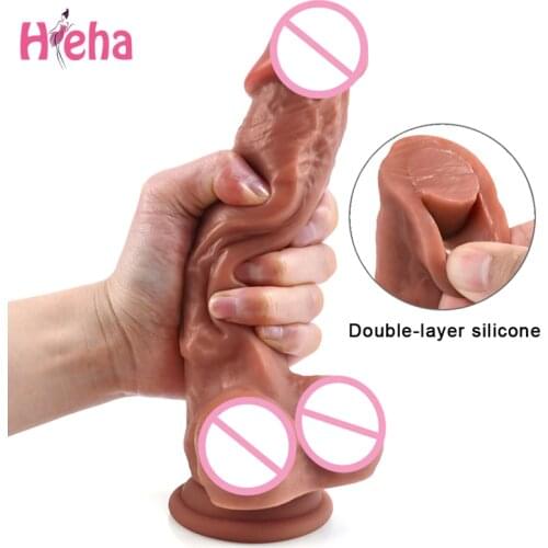 2Colors Silicone Realistic Dildo Artificial Penis Female Masturbator with Suction Cup Strapon Dick Adult Sex Toys Women Massager