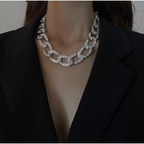 Luxury Women Necklace Fashion Brand Designer Diamond Necklace For Ladies Clavicle Chains Punk Street Party Jewelry Set Collares