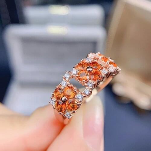 Luxurious wide Clover S925 silver natural citrine gem ring natural yellow crystal ring woman girl weddings gift jewelry