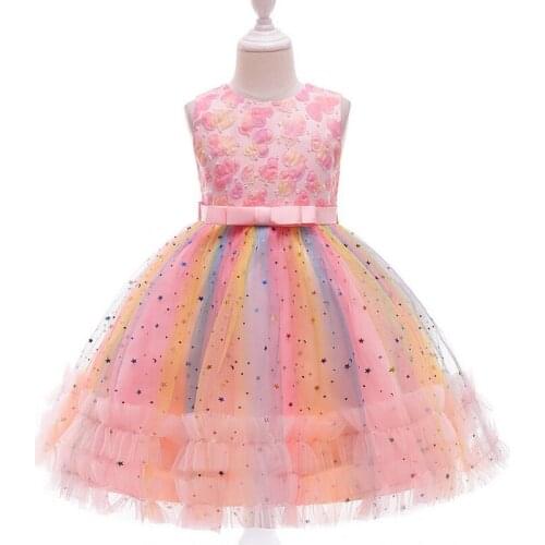 Christmas Children Tutu Dress Girl Carnival Fancy Party Dress Kids Lace Stars Sequins Dresses Kids Birthday Princess Costume