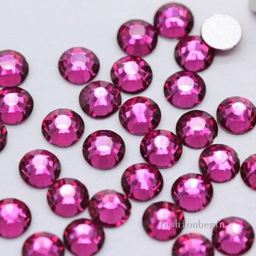 Ss3-ss34 Fuchsia crystal Flatback cut rhinestones Non hotfix Nail Art Decoration shoes bags phone case headwear DIY jewels beads
