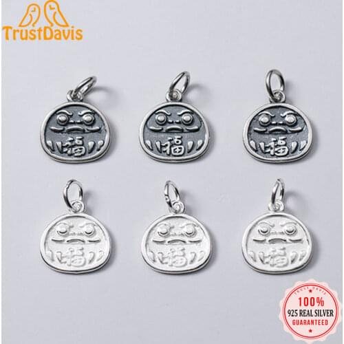TrustDavis Real 925 Sterling Silver Fashion 2021 Sweet Pumpkin Faces Charm Pendant Handmade DIY Accessories Fine Jewelry DZ273
