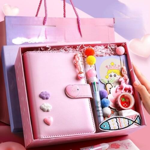Students Cute Notebook Loose-leaf Delicate and Lovely Super Cute Notebook Creative Childrens Diary Gift Box Complete Set