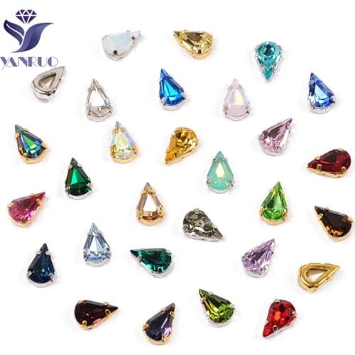 YANRUO 4320 Pear Drop Nails Art Stones Appliue Rhinestones Sew On Strass Crystal For Nails Clothes Decoration