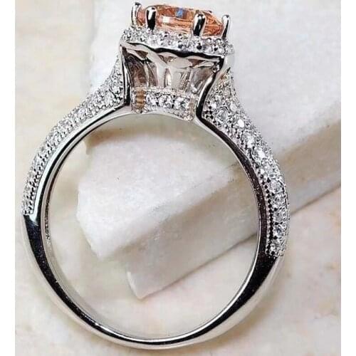 S925 Sterling Silver Rings for Women Luxury Diamond Wedding Fine Jewelry for Christmas Round Diamond Cute 925 Silver Ring Women