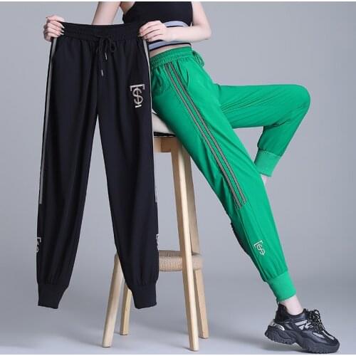 Womens High Quality Drawstring Sweatpants for 2021 Joggers Casual Clothing Korean Style Girls Embroidery Harem Pants Streetwear