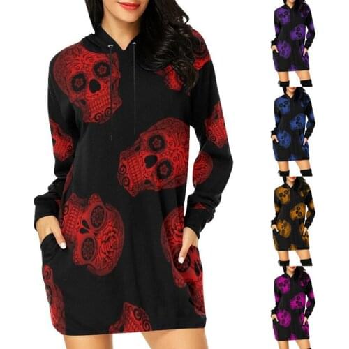 Women Long Sleeve Oversized Hoodies Dress Drawstring Pullover Tunic Sweatshirt