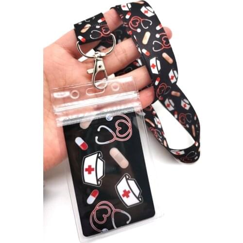 1 pcs nurse Neck Named Card Holder Identity Badge with Lanyard Neck Strap Card Bus ID Holders K-20
