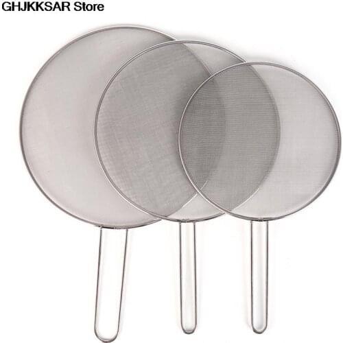 1pcs Stainless Steel Splatter Screen Mesh Pot Lid Cover Silver Oil Frying Pan Lid 25/29cm/33cm Cooking Tools Kitchen Accessories