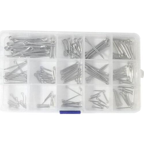 150Pcs Split Pin Hairpin Pin Stainless Steel Spring Pin Latch Pin 304U Pin Box