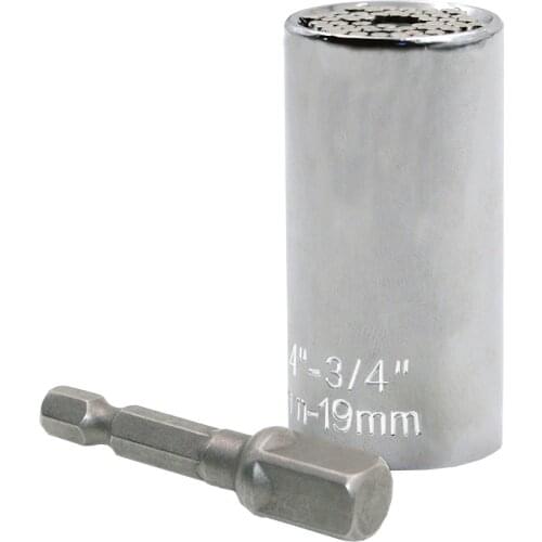 2pcs Hand Tools 7-19mm Universal Socket Wrench Head Socket Multifunctional Torque Sleeve with Drill Adapter for Repair Tools 002