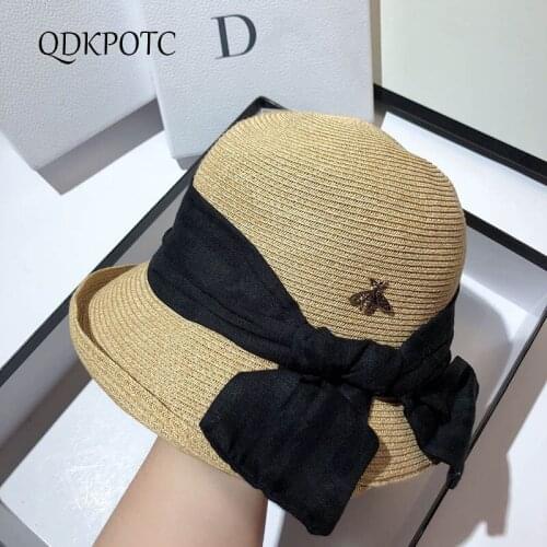 2021 Hat Summer New Women Straw Sun Hats Fashion Simplicity Japanese Turn Over The Eaves Shading Sun Protection Cap QDKPOTC