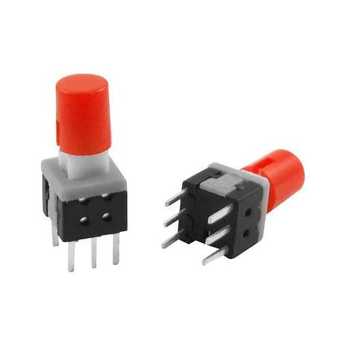 5.8 x 5.8mm x 13mm Red Cap Lock Push Button Tact Tactile Switch 6 Pin PCB