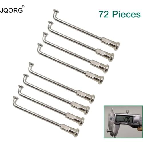 72 Pieces A Lot Diameter 4.0 mm Material 304 Stainless Steel J-bend Round Body Equal Diameter Sliver Color Motorcycle Spokes