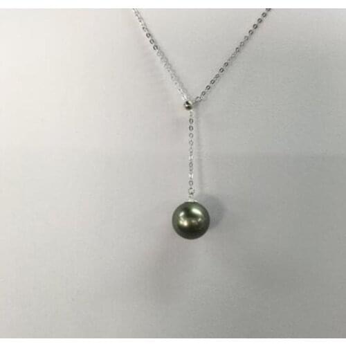 9-10mm Natural Black Tahitian Pearl Pendant S925 silver Pendant Necklace christmas for women good