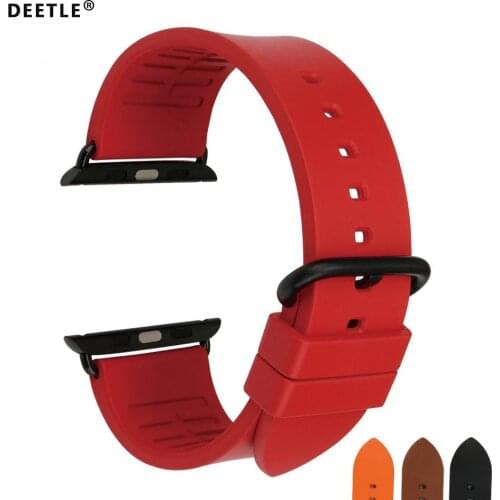 DEETLE Watch Accessories Rubber Strap For Apple Watch Bands 44mm 42mm & Apple Watch Band 40mm 38mm Fluorocarbon Watchbands