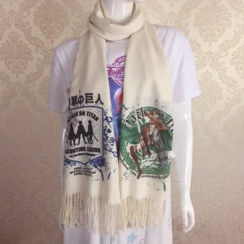 Attack on Ttian Scarf Anime Women Boys Girls Imitation Cashmere Autumn Winter Warm Tassel Scarf Shawl Soft Warm Wrap Gift