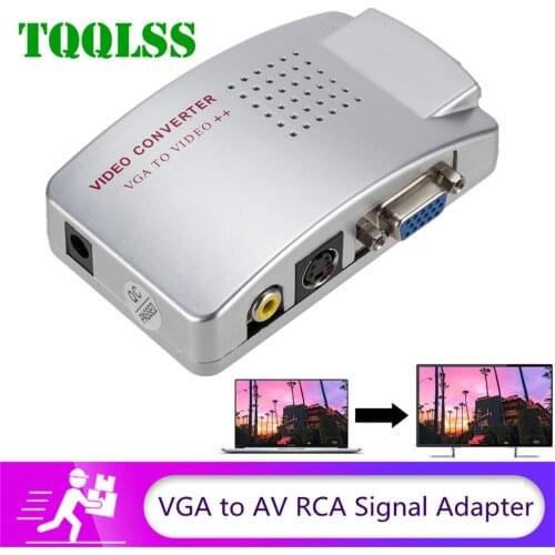 PC Converter Box VGA to TV AV RCA Signal Adapter Converter Video Switch Box Composite Supports NTSC PAL for Computer