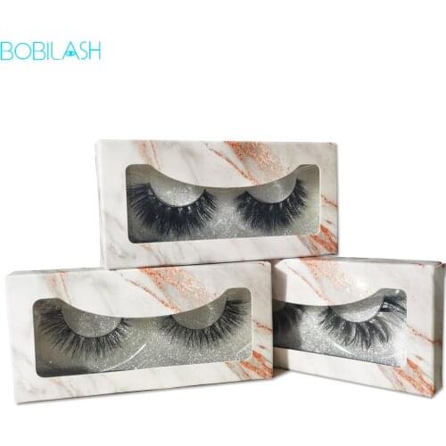 BOBILASH 1 Pair 3D Mink Lashes Set Thick Natural Soft Handmade False Eyelashes Messy Fluffy Eyelashes 25mm Lashes Bulk