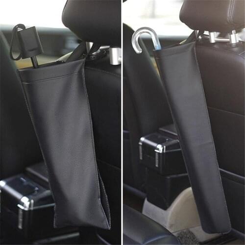 Car Styling Umbrella Holder Storage Bag PU Leather Car Seat Umbrella Storage Holder Foldable Auto Car Seat Organizer Hanging Bag
