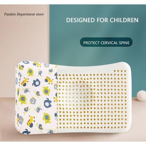 Cartoon Pure Cotton Latex Childrens Pillow With Pillowcase For Neck Pain Sleeping Student Adult 50*30cm 60*40cm
