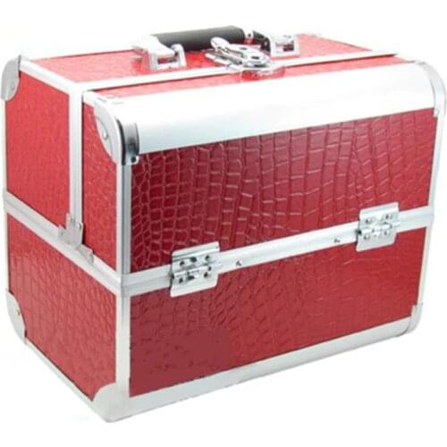 Travel bag Leisure suitcase High Grade Aluminum Makeup Cases Crocodile Grain PU Leather Toolbox Box Cosmetic Case Storage Bags