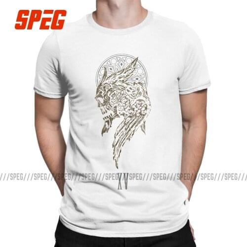 Vintage Final Fantasy FF 15 Video Game T-Shirts for Men Round Neck Cotton T Shirt The Lucian Crest Short Sleeve Tees Clothes