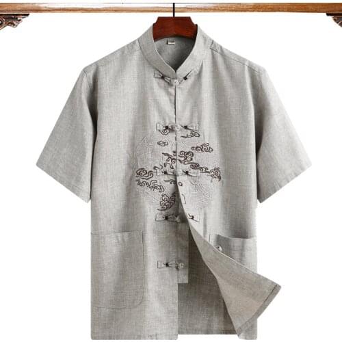Cotton Linen tops garment kung fu suits for male blouse shirt hanfu kungfu uniform Traditional chinese men tang suit