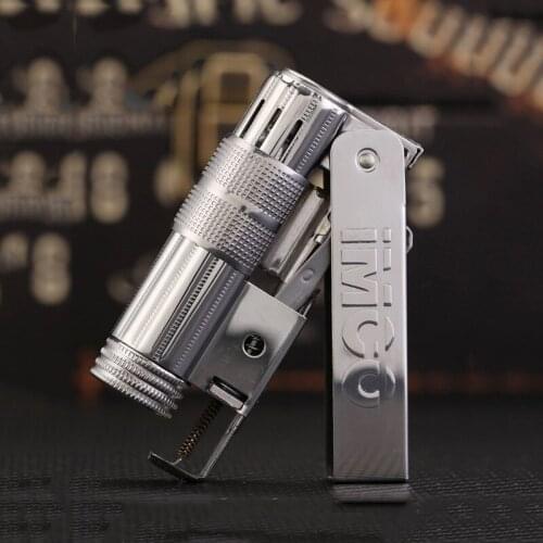 IMCO Kerosene Flint Lighter World War II Retro Grinding Wheel Gasoline Lighter Windproof Gadgets for Men Stainless Steel