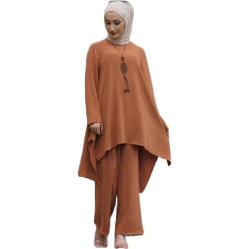 Islamic womens clothing Muslim long dress Suit Double Hijab Suit NECKLACE GIFT DOUBLE SET Hijab Tunic and Pants TURKEY DUBAI