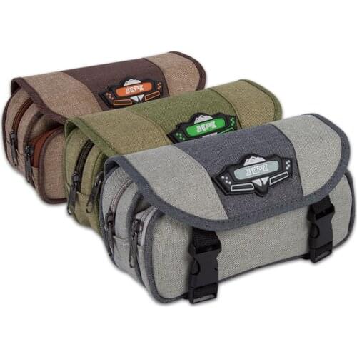 Camouflage canvas pencil case School stationery Storage bag for boys Pencil cases Large capacity pen bag Double-layer pen case