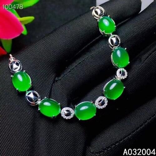 KJJEAXCMY Fine Jewelry 925 Sterling Silver inlaid Chalcedony women hand bracelet luxury support detection