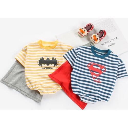 Korean Style Baby Clothes Unisex Toddlers Boy Girls Summer Rompers Superhero Designer Loose Outfit with Cloak Superma Costume