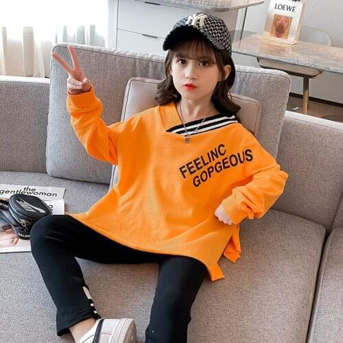 Girls Suit Sweatshirts +Pants 2Pcs/Sets 2021 V Neck Spring Autumn Teenager Kid School Outdoor Clothes Kids Children Clothing