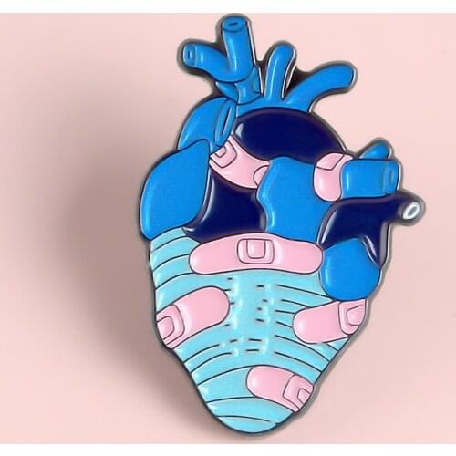 Cute Organ Heart Enamel Pin Artery Blood Vessel Brooch Denim Jeans shirt bag Heart Jewelry gift for friends