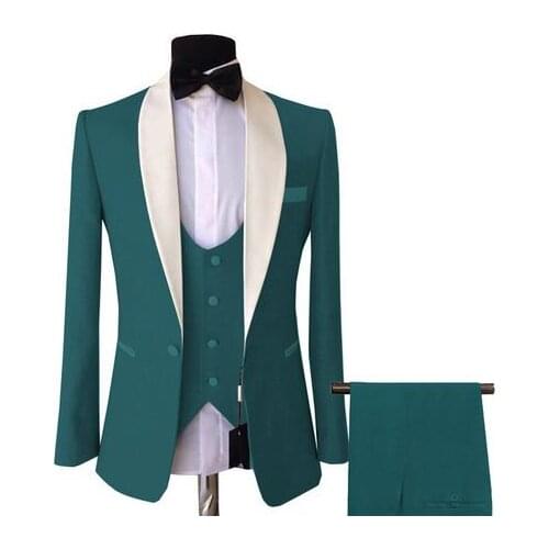 Fashion Italian Mens 3 Pieces Suits Slim Fit Business Groom Jacket Tuxedos Blazer for Wedding Prom Evening(Blazer+Vest+Pants)