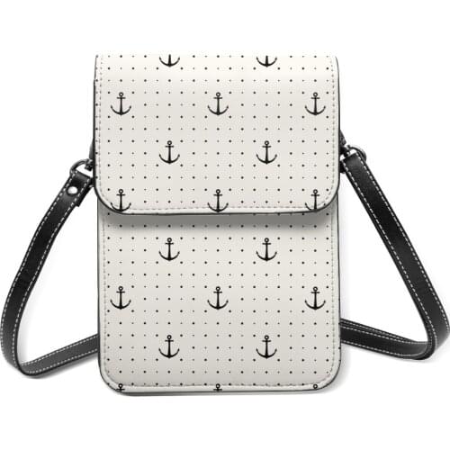 New 2021 Women Messenger Shoulder Straps Bag Retro Anchors Pattern Card Holders Cell phone Pocket Handbag Ladies Phone Purse