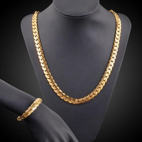 The New Yellow Gold Filled Chain Necklace Clavicle Bracelet Set