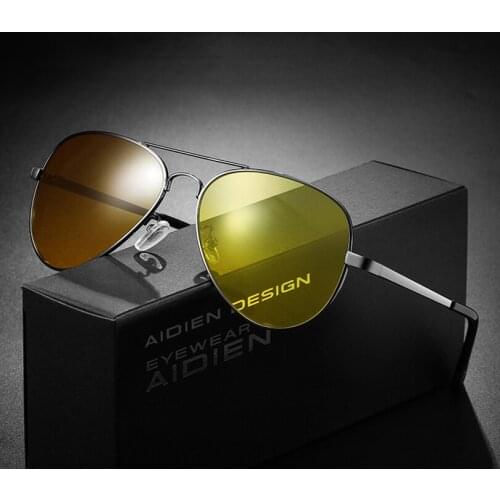 Night vision glasses yellow Photochromic men sunglasses pilot antiglare UV400 change color car driving chameleon eyewear