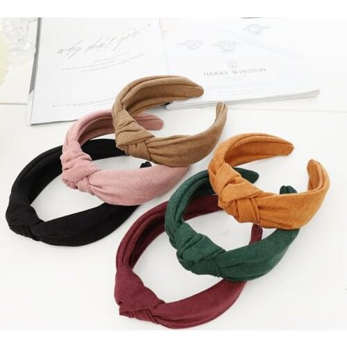 Autumn Winter Thick Fabric Headband Solid Turban Top Knot Headwear Hair Accessories