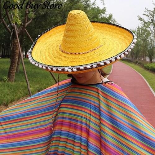 Cosplay Witch Sombrero Retro Tassel Beach Panama Oversized Bucket Hats Men Women Party Sun Hat Large Size Raffia Caps High Tops