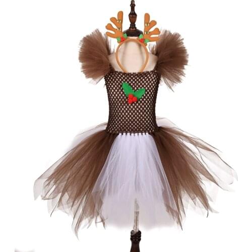 Christmas Deer Tutu Dress Birthday Party Dresses Halloween Animal Cosplay Costume Clothes
