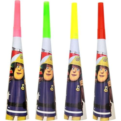 6Pcs/Pack Fireman Sam Boys Girls Birthday Party Horns Decorations Supplies Baby Shower Kids Favor Sam Trumpet Supplies