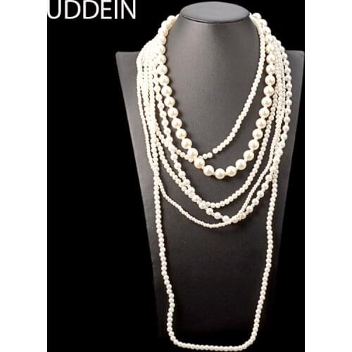 UDDEIN Long simulated pearl necklace wedding bridal jewelry multi layer beads necklace & pendant fashion statement exaggerate