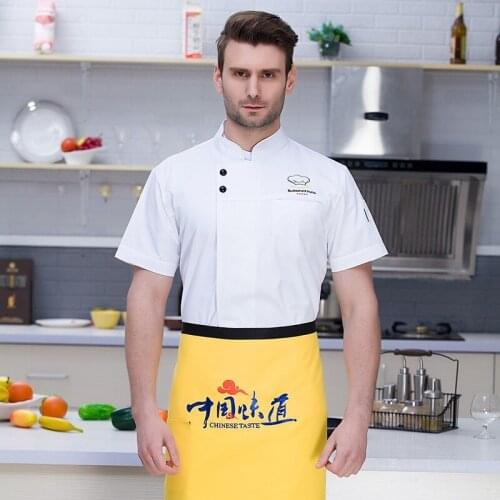 Chef Uniform Short Sleeve Summer Work Clothing Mens Kitchen Cook Jacket Chef Master White Coat Uniforms Plus Size B-6595