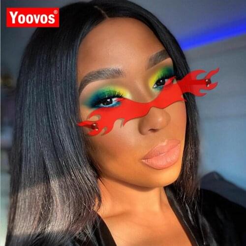 Yoovos Flame Sunglasses Women Vintage Glasses Brand Women Sunglasses Luxury Rimless Women Sun Glasses Retro Oculos Sol Feminino