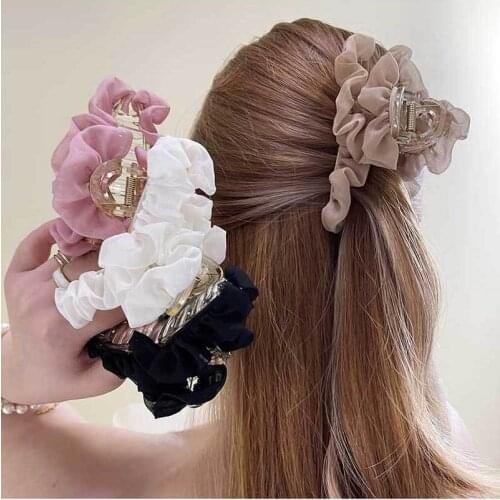 Fairy net yarn back of the head large hairpin female summer catch clip shark hairpin net red temperament hair clip headdress