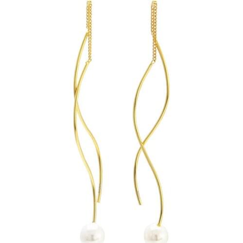 Elegant S925 Sterling Silver Plated Gold Earring For Women Retro Simple Line Tassel Earrings Wedding Birthday Fine Jewelry Gifts