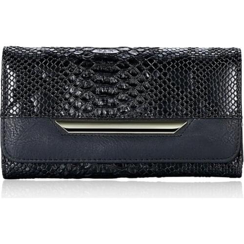 Serpentine Leather Wallet Zipper Cell Phone Pocket Coin Card Holder Ladies Purses Women Wallets Clutch Long Female Wallet LKN005